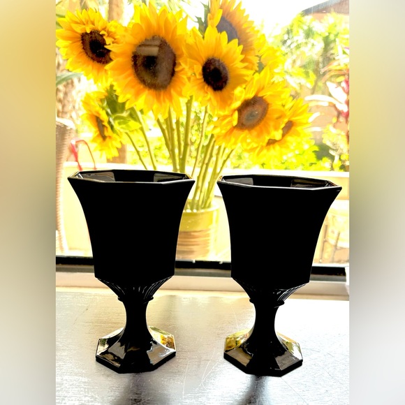 2 Independence Glass Co. octagon black goblets. 4 5/8” - Picture 9 of 12